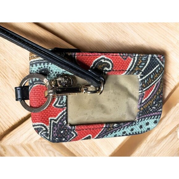 Spartina 449 Natural Linen & Leather ID Holder/Wallet With Keyring - Picture 4 of 8